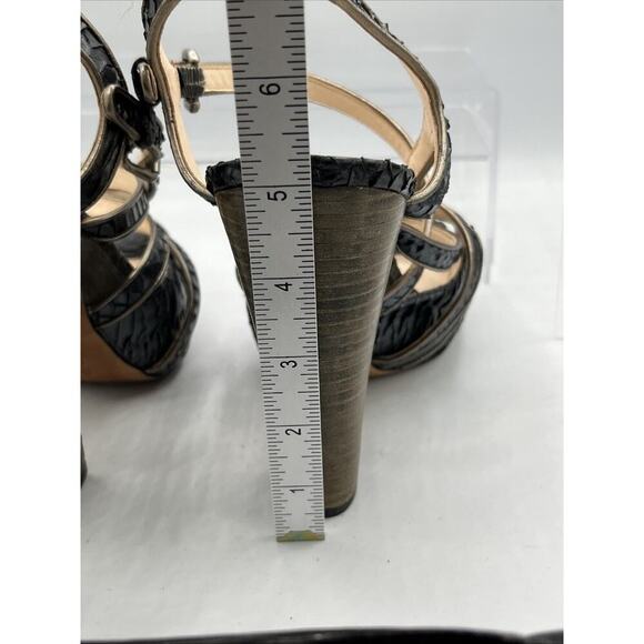 Coach Women’s Karolina 9B Snakeskin Heels Dark Blue Gray Platform Stunners Y2K - Picture 8 of 12